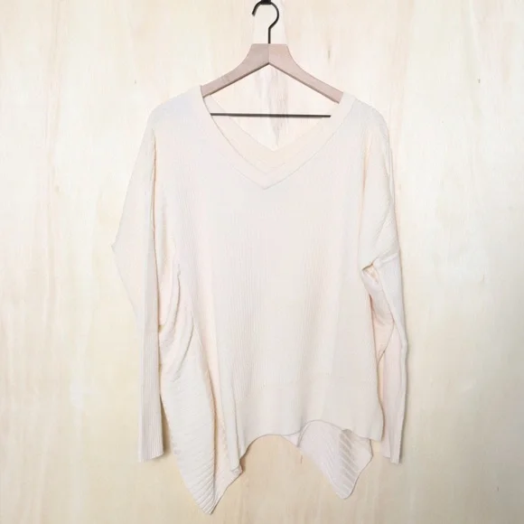 ALLSAINTS Keld V-Neck Merino Wool Ribbed Sweater Cream Size Small - Picture 2 of 5